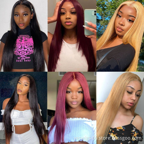 Yeswigs 99J Red Colored Raw Indian Virgin Human Hair Hd Full Lace Frontal Wig Vendor Lace Front Wig Human Hair For Black Women